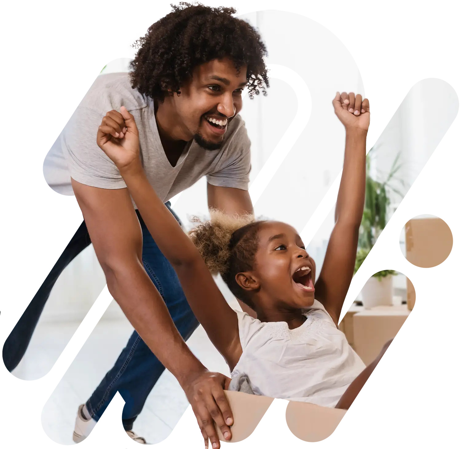 Man and child laughing