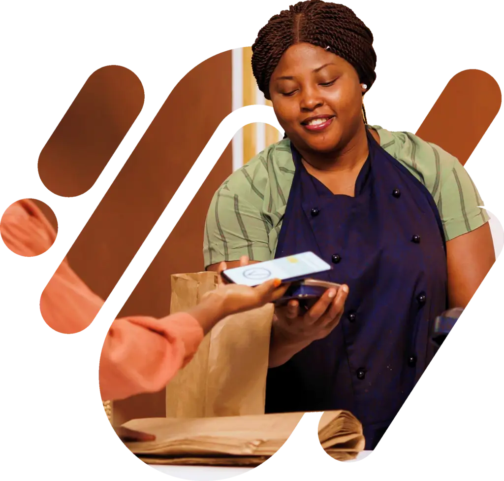 Women Paying with phone at Market