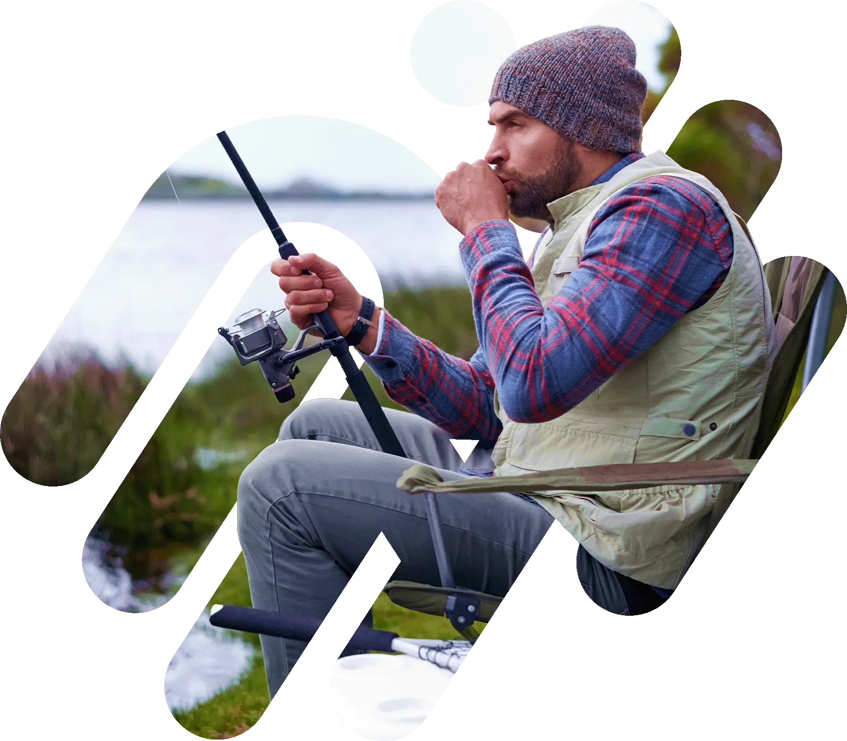 Man fishing on a cold morning