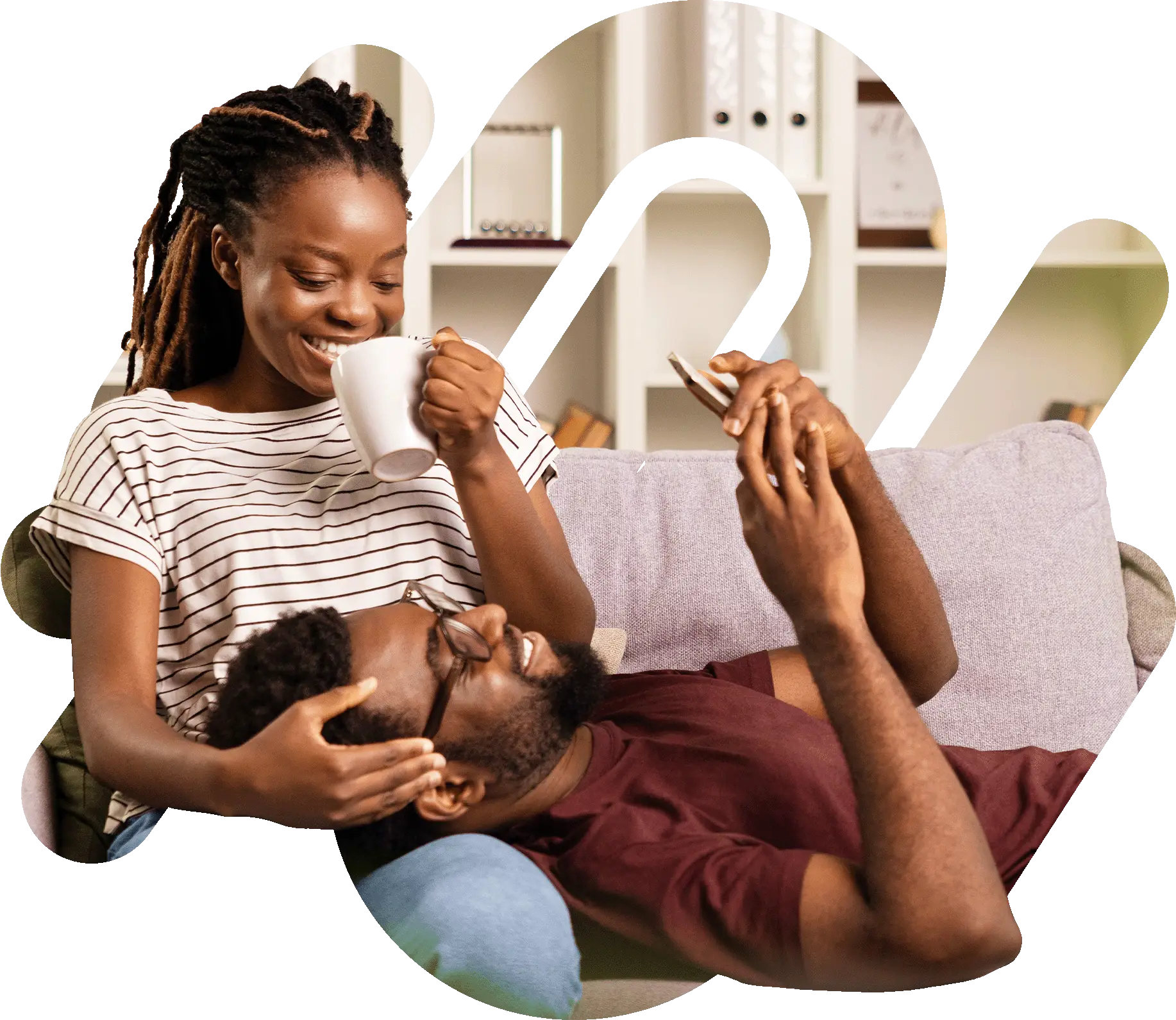 Couple relaxing with coffee