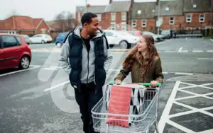 Man Daughter Shopping Trolly
