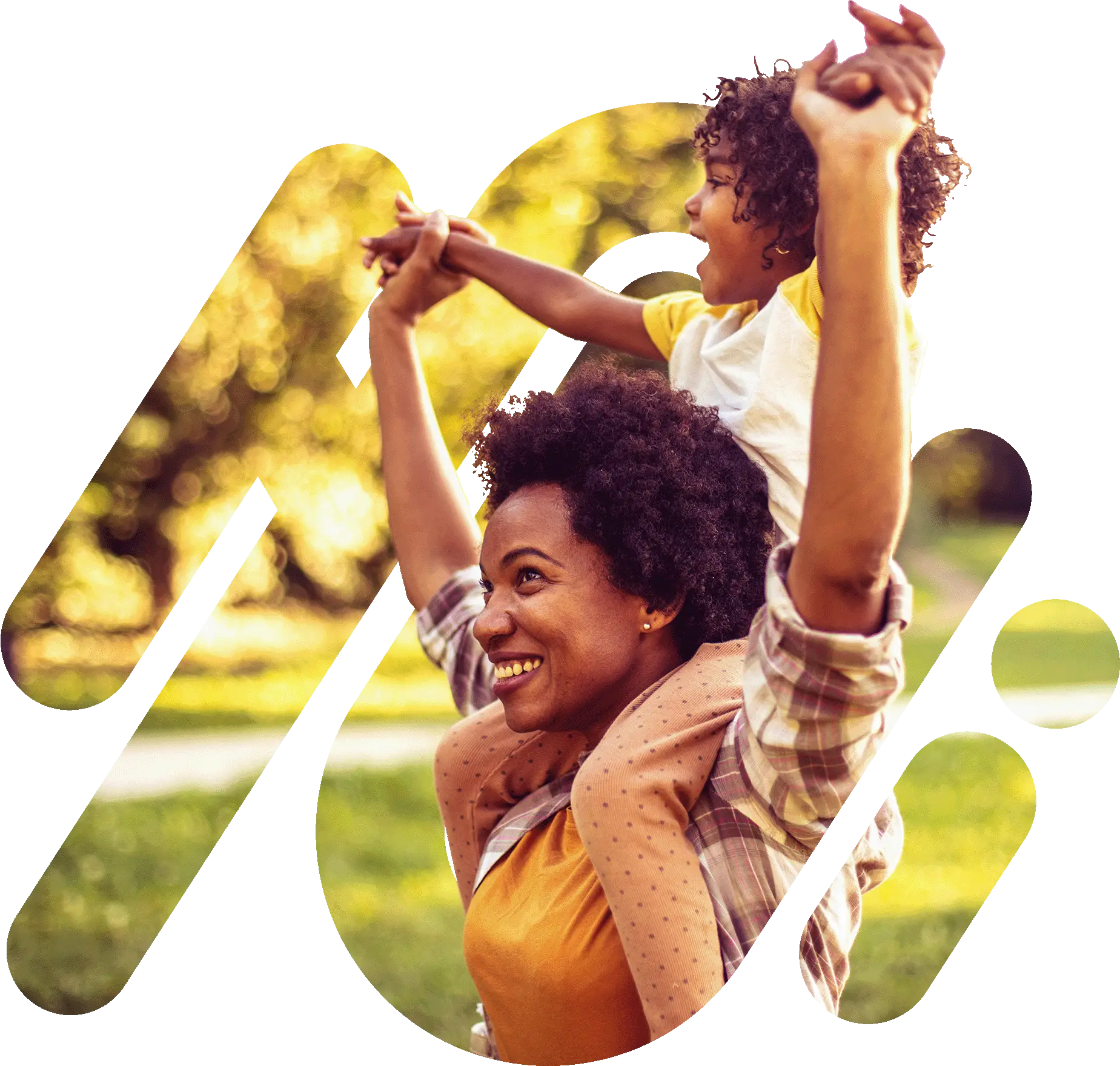 Mum and daughter on shoulders