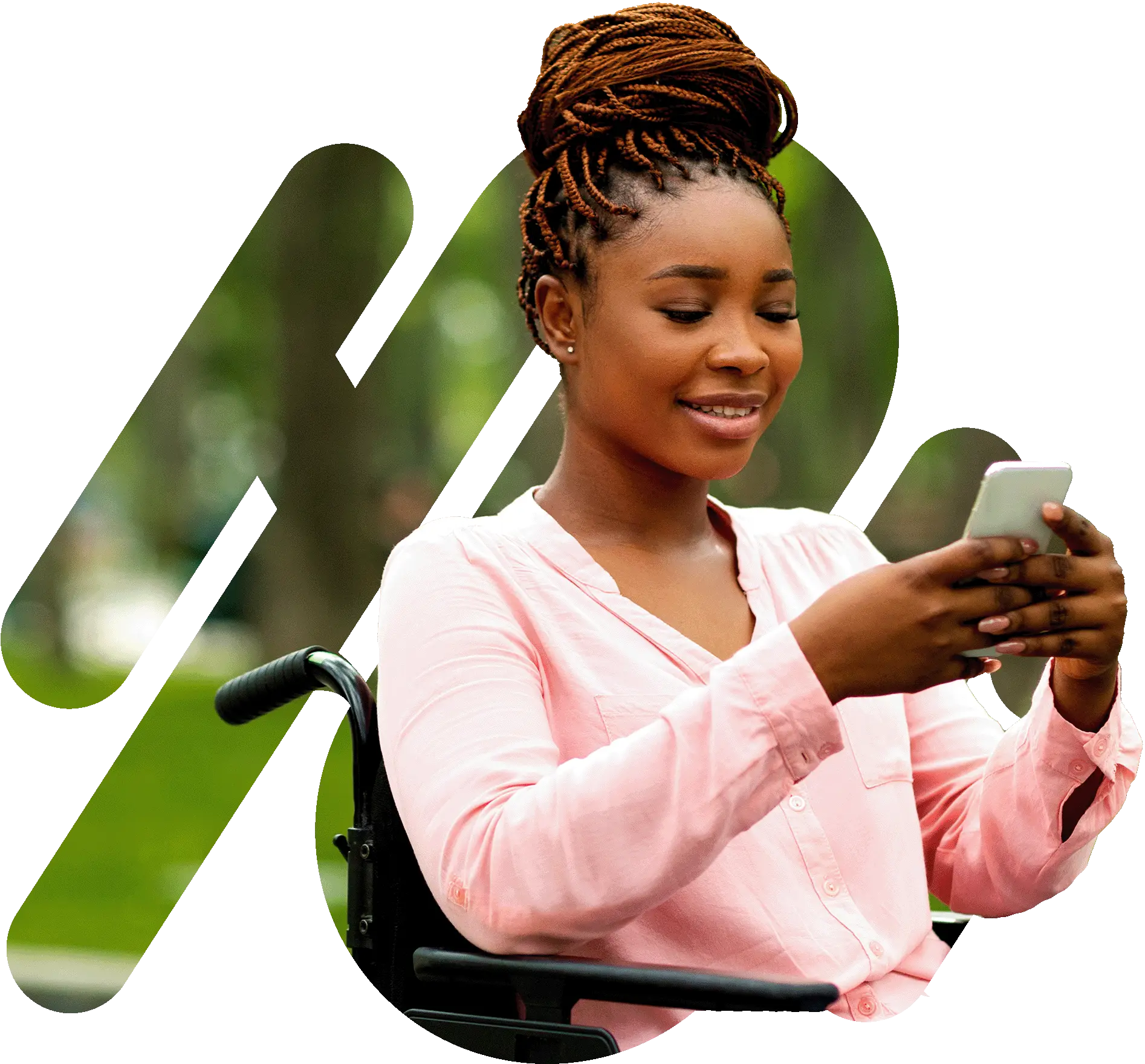 Woman in wheelchair on mobile