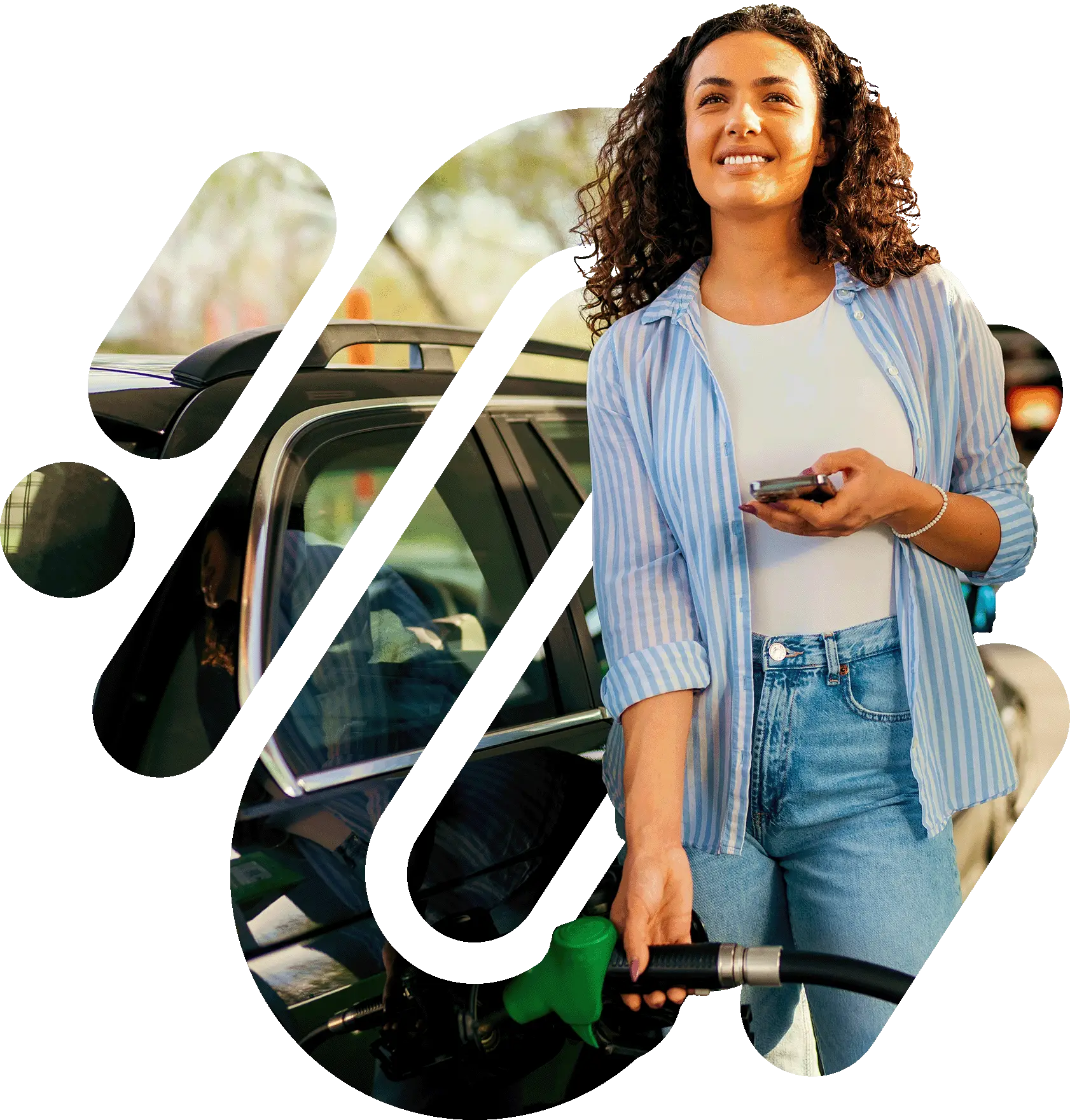 Woman at petrol pump