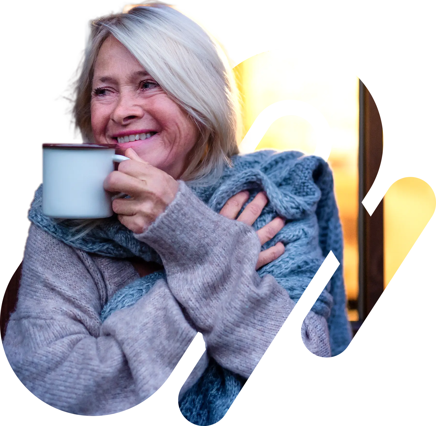 Woman drinking Coffee during Winter