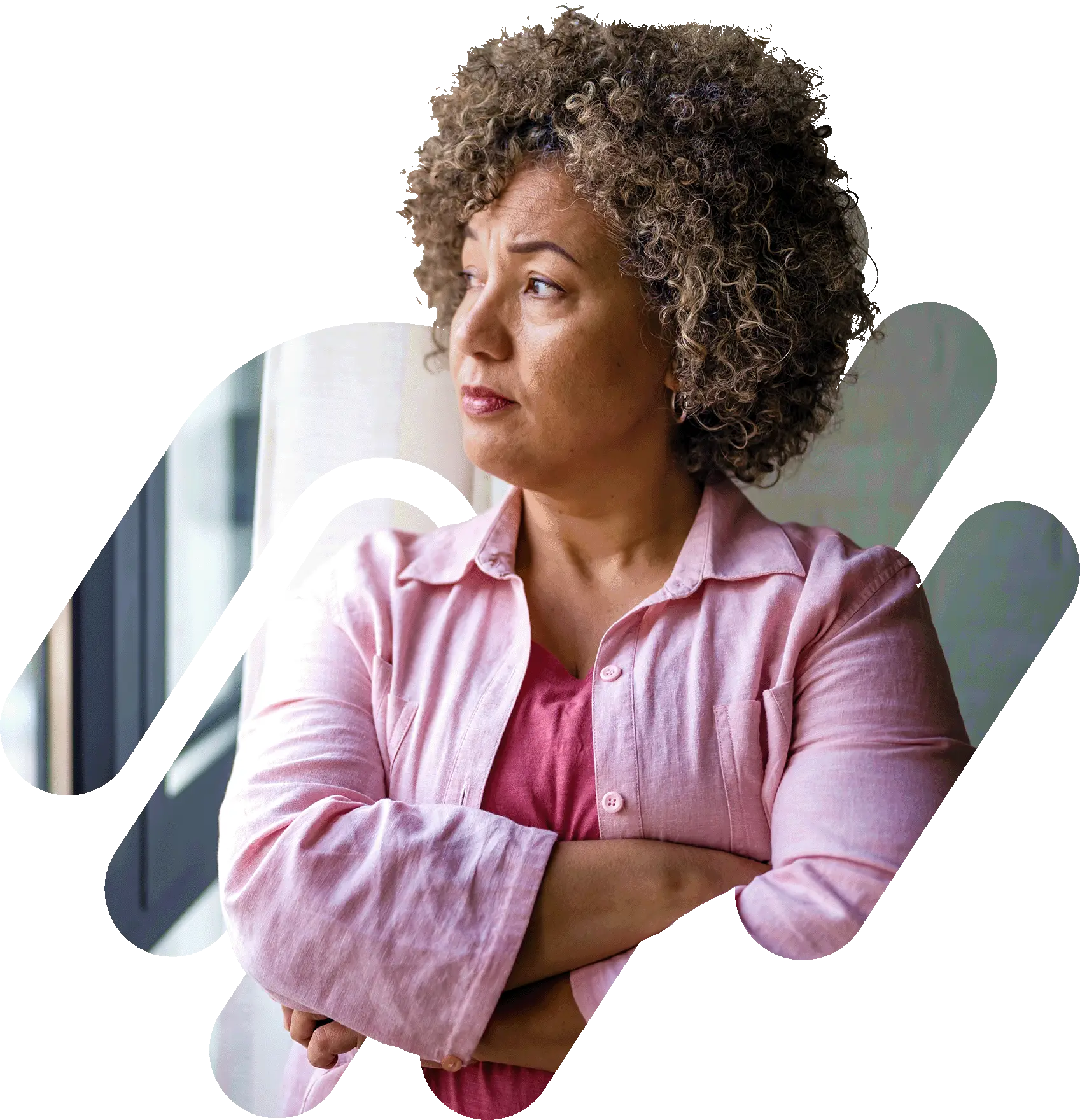 Woman looking out the Window Worried