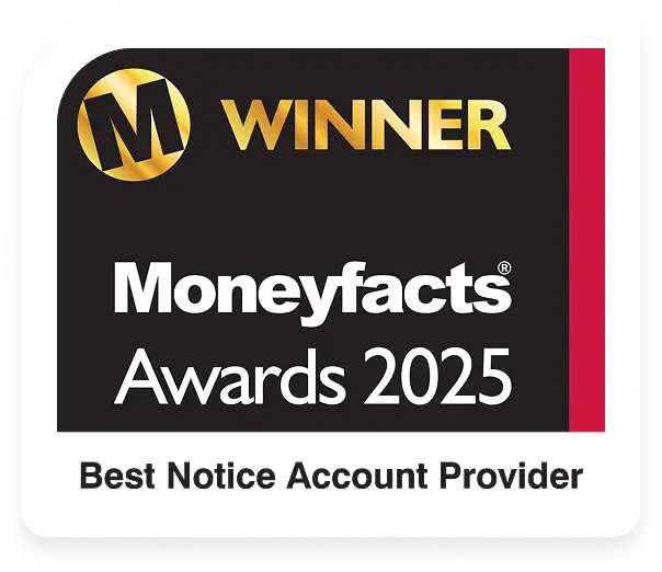 MF25 Winner Best Notice MoneyFacts Awards 2025 - Winner Best Notice Account Provider