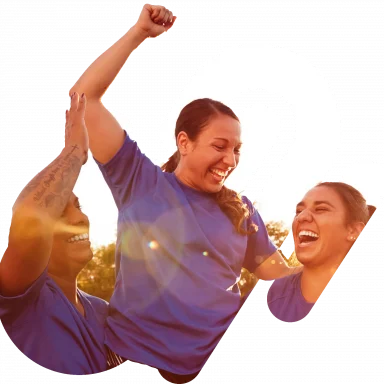 Women celebrating football